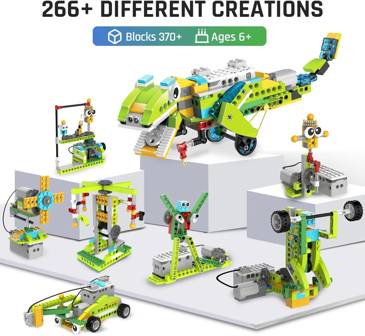 Coding Robot Toy for Kids 6 , 100  in 1 APP Control Robots Building Toys, Programmable Scratch Coding Kit with 23 Video Courses,Birthday Children's Day Gift for Kids (370 Blocks)