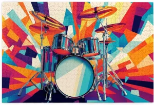 Colorful Drum Set 1000 Pieces Of Adult Wooden Puzzle,Simple Color Art Design,Enjoy The Puzzle Solving Process With Your Family,And Give It To Music Lovers