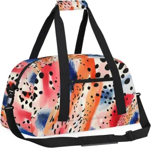 Colorful Flower Patterns Kids Overnighter Duffel Bags for Boys, Carry-On Size Sports Gym Bag with Front Zipper Pocket for School Practice or Overnight Travel Weekender Sleepover Tote Bag