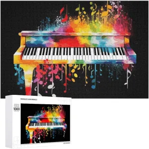 Colorful Piano Keyboard Music Note Wooden Puzzles for Adults 1000 PCS Unique Shape Puzzles Wall Art Home Decor for Puzzle Lovers, Family, Friend Creative Gift Toys
