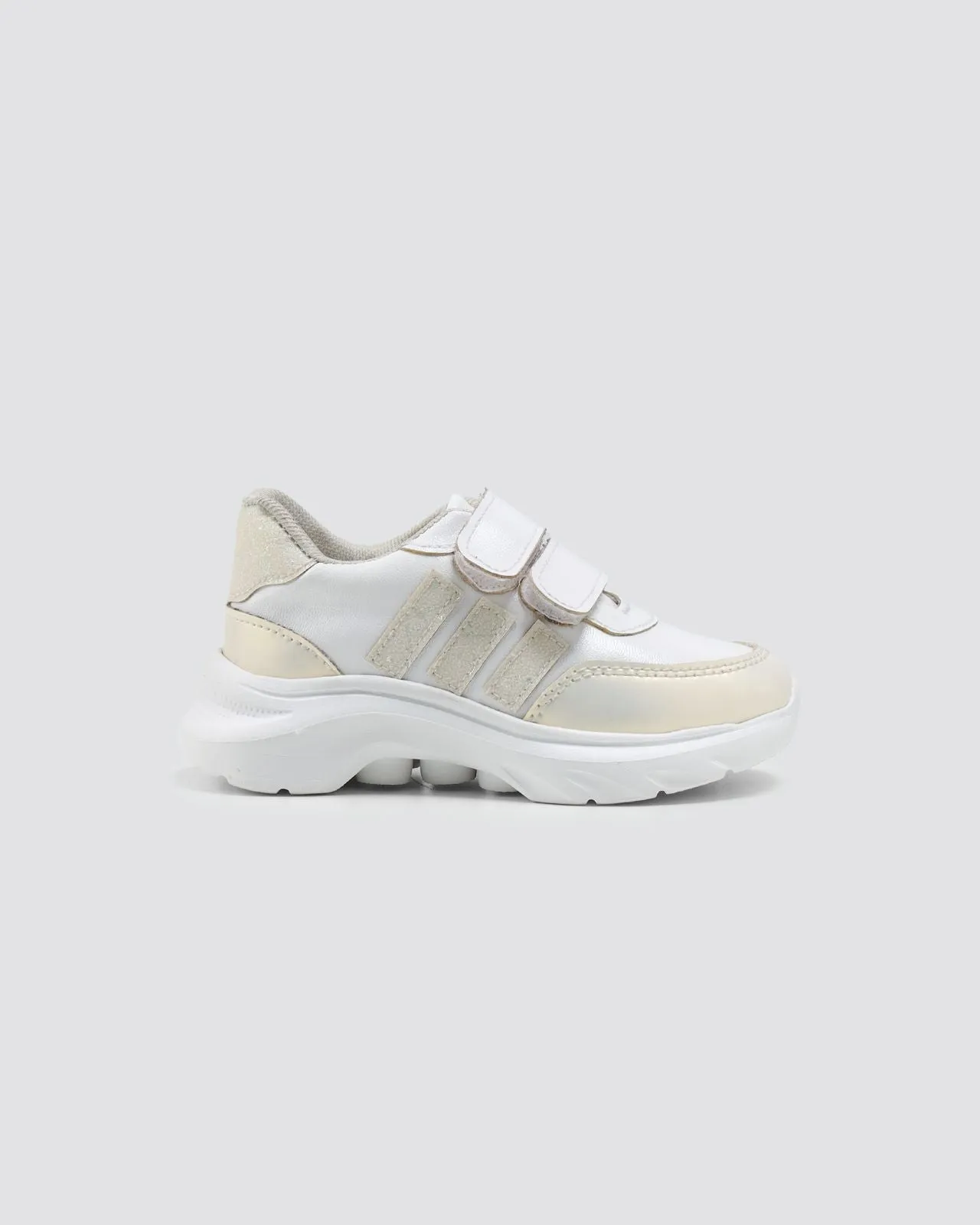 Comfy Gold & White Sneakers – Girls