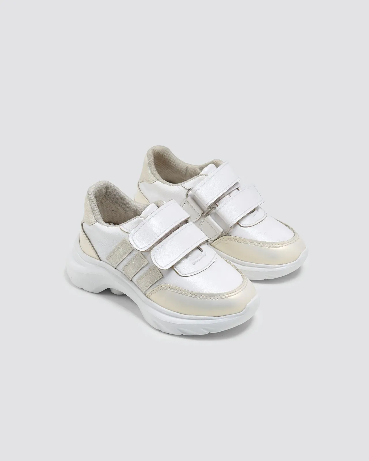 Comfy Gold & White Sneakers – Girls