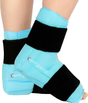 Comfytemp Large Ankle & Foot Ice Pack Wrap for Plantar Fasciitis Relief, FSA HSA Approved, Brace for Sprained Ankle, Heel Spur, Swelling, Achilles Tendonitis, Pain, Hot & Cold Therapy, 2 Packs