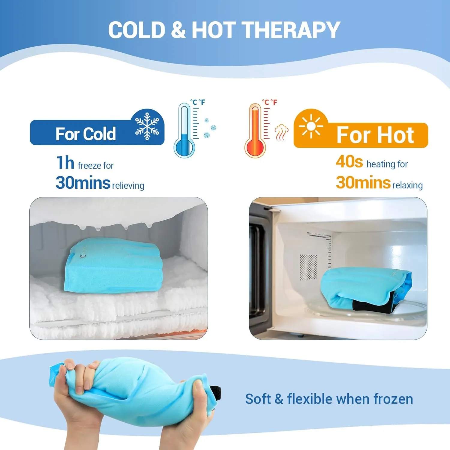 Comfytemp Large Ankle & Foot Ice Pack Wrap for Plantar Fasciitis Relief, FSA HSA Approved, Brace for Sprained Ankle, Heel Spur, Swelling, Achilles Tendonitis, Pain, Hot & Cold Therapy, 2 Packs