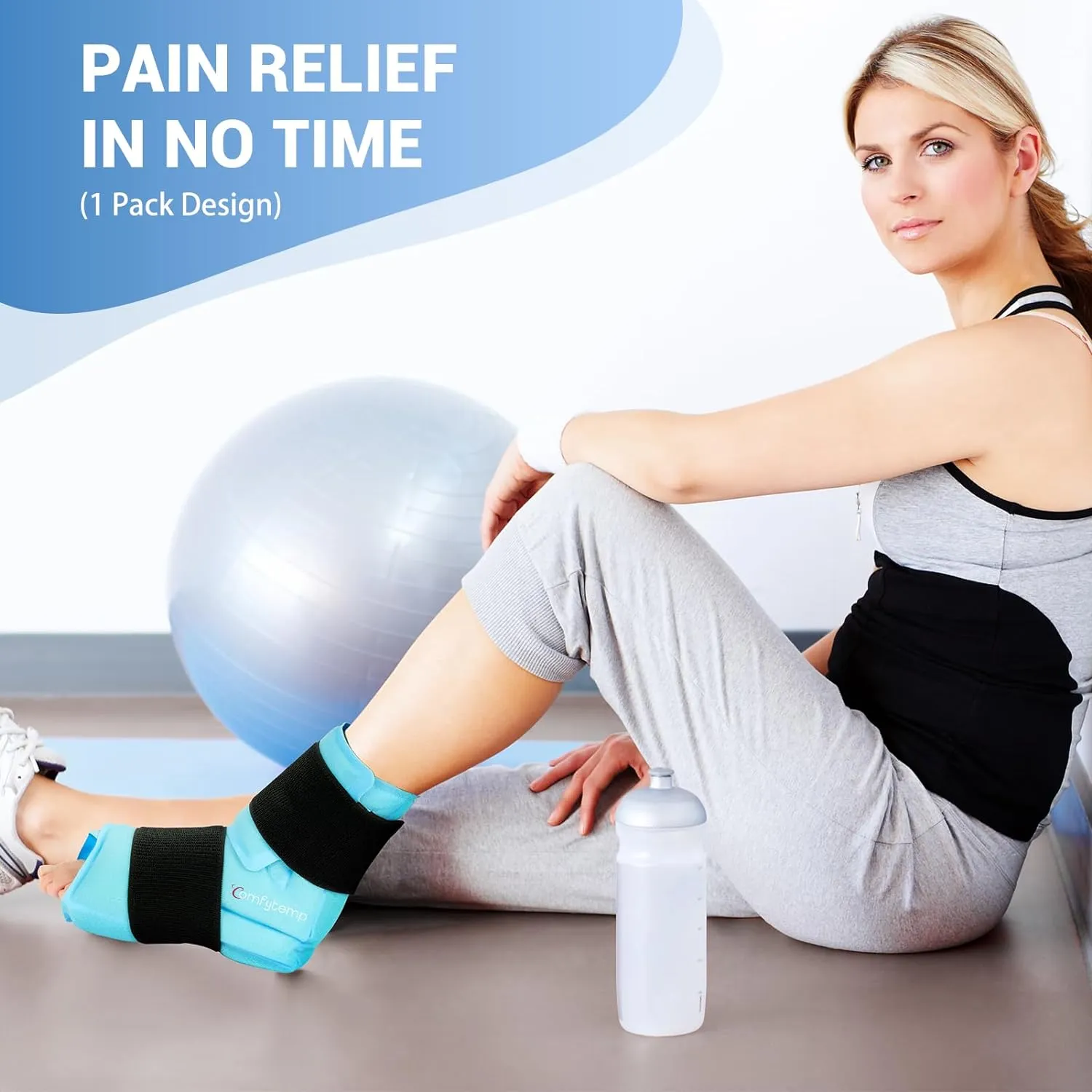Comfytemp Large Ankle & Foot Ice Pack Wrap for Plantar Fasciitis Relief, FSA/HSA Eligible, Brace for Sprained Ankle, Heel Spur, Swelling, Achilles Tendonitis, Pain, Hot & Cold Therapy, 1 Pack