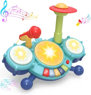 Contixo KD2 Jazz Drum Set Musical Toys for Toddlers 2-3, Kids Drum Set Musical Instruments Toys for Babies 2 Year Old , Ideal Birthday Blue