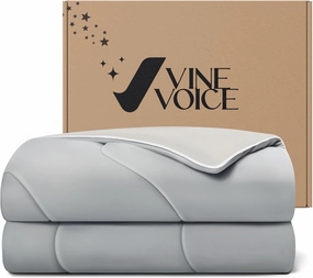 Cooling Blanket Comforter for Hot Sleepers - Full/Queen Soft Cooling Blankets, Double-Sided Cold Blanket for Night Sweats, All-Season Lightweight Cooling Comforter (90''x90'', Silver Gray)