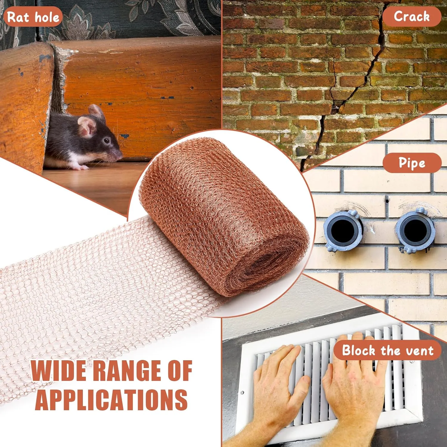 Copper Mesh Roll Rodent Control for Pest-50 ft x 5 in, Rustproof for Bat & Snails-DIY Hole Filler or Gardening