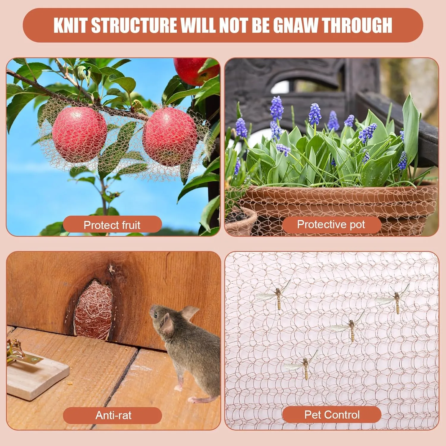 Copper Mesh Roll Rodent Control for Pest-50 ft x 5 in, Rustproof for Bat & Snails-DIY Hole Filler or Gardening