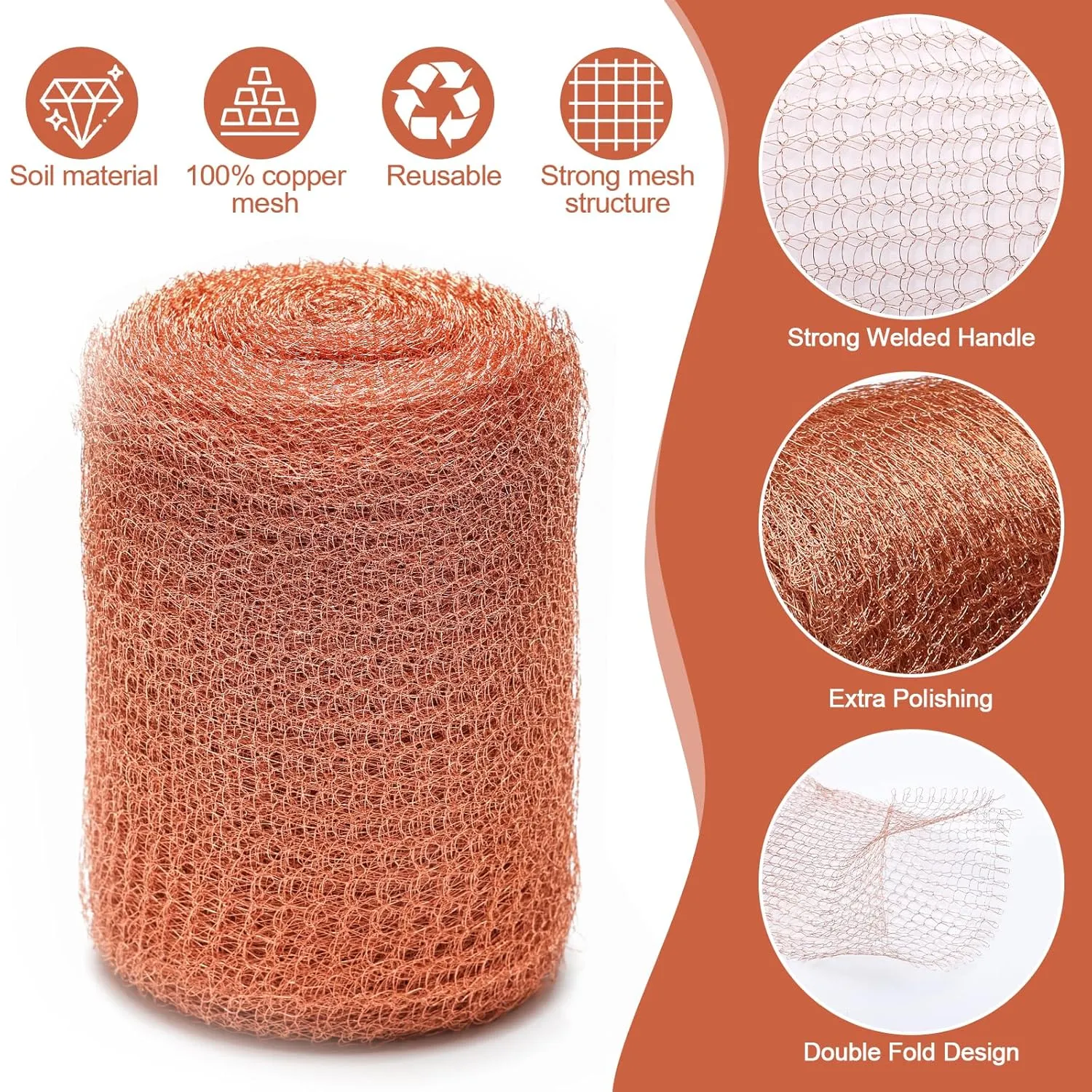 Copper Mesh Roll Rodent Control for Pest-50 ft x 5 in, Rustproof for Bat & Snails-DIY Hole Filler or Gardening