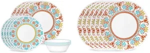 Corelle Global Collection Vitrelle 12-Piece Dinnerware Set, Triple Layer Recycled Glass, Terracotta Dreams & Global Collection Vitrelle Dinner Plates Set, Triple Layer Recycled Glass