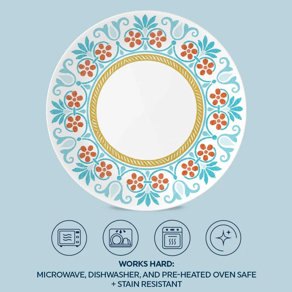 Corelle Global Collection Vitrelle 6-Piece Salad Plates Set, Triple Layer Recycled Glass, Lightweight Eco-Friendly 8-1/2-In Plates Set, Terracotta Dreams