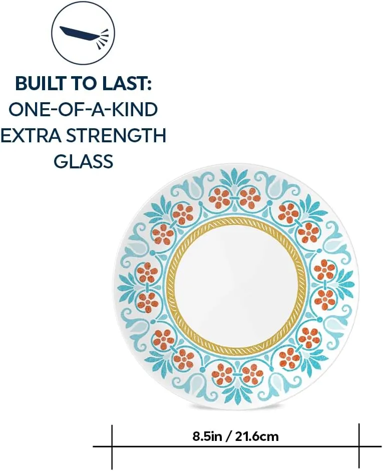 Corelle Global Collection Vitrelle 6-Piece Salad Plates Set, Triple Layer Recycled Glass, Lightweight Eco-Friendly 8-1/2-In Plates Set, Terracotta Dreams