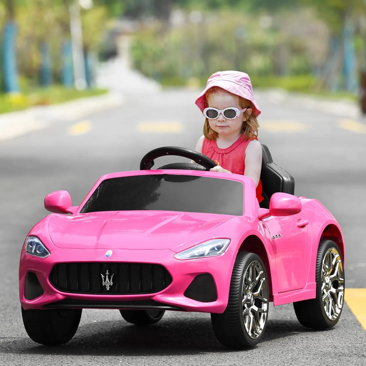 Costzon Ride on Car, Pink Licensed Maserati Gbili 12V Battery Powered Electric Car with Parent Remote Control & Manual Modes, Horn, Lights, MP3, Kids Car Toy Maserati Car for Boys Girls Toddlers Gift