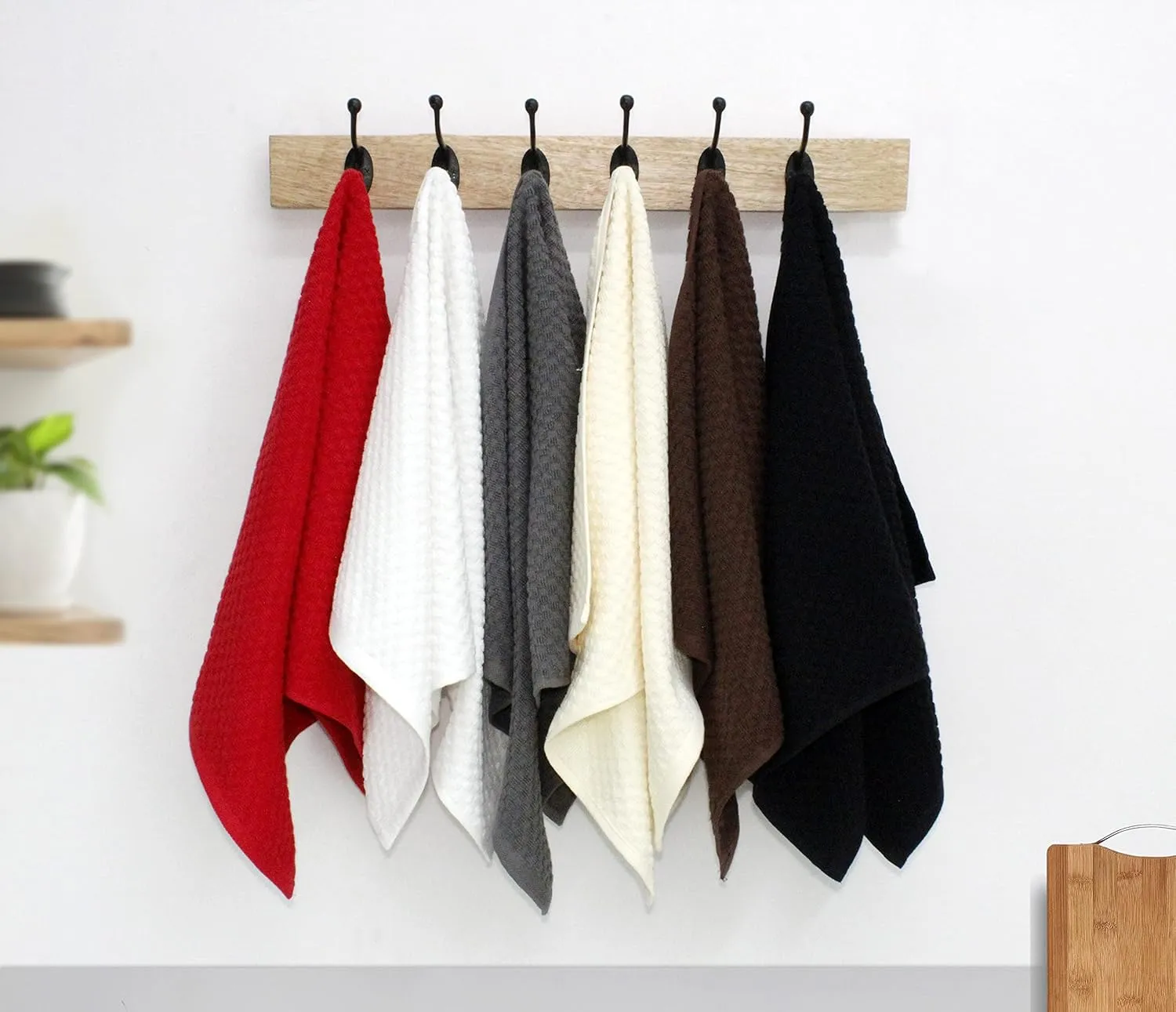 COTTON CRAFT Amazing Kitchen Towels - Set of 12 Terry Towel - 100% Cotton Euro Café Waffle Weave Dish Towel Set - Soft Absorbent Quick Dry Low Lint Reusable Pantry Bar Cleaning Cloth -16x28 - Charcoal