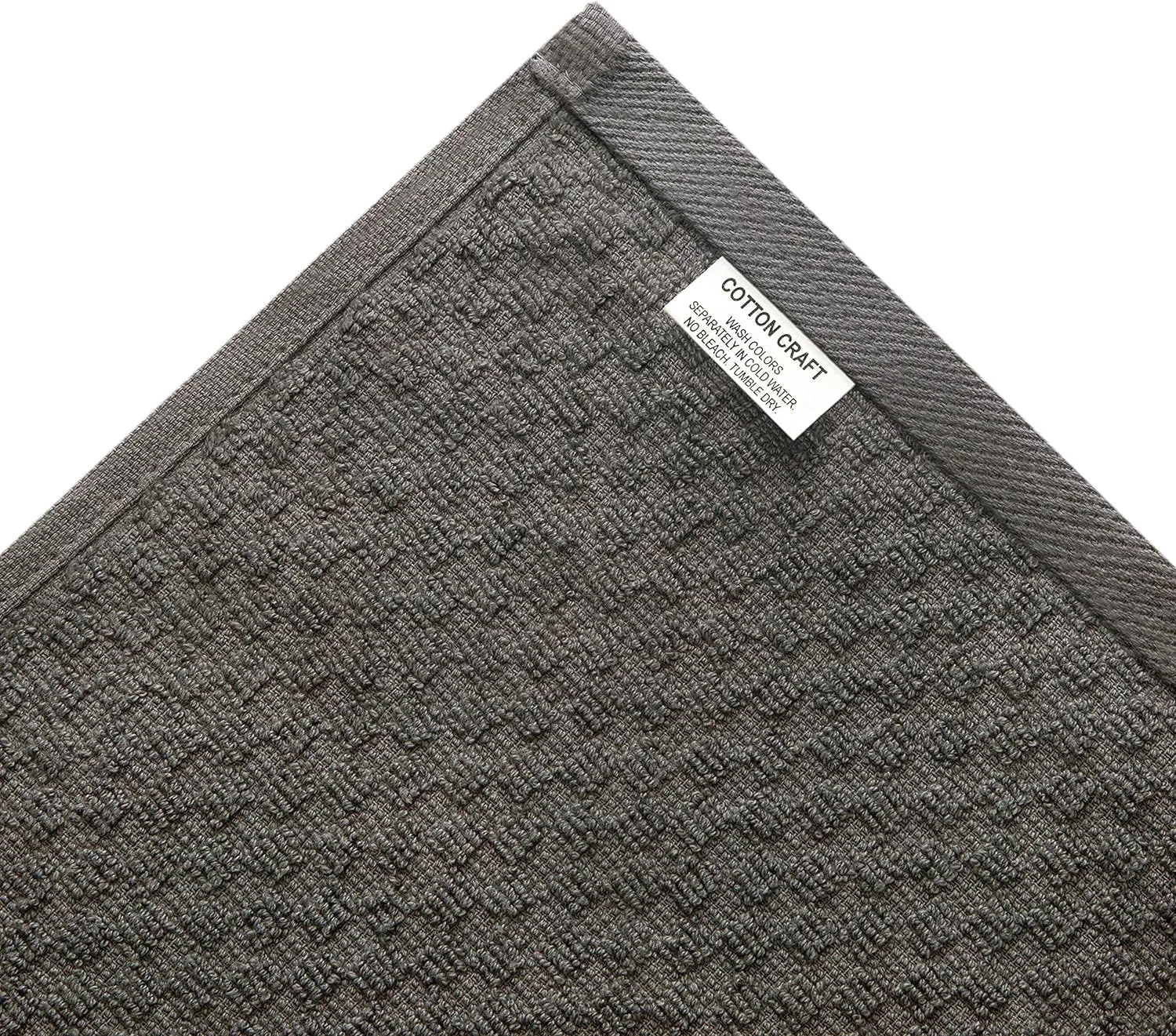 COTTON CRAFT Amazing Kitchen Towels - Set of 12 Terry Towel - 100% Cotton Euro Café Waffle Weave Dish Towel Set - Soft Absorbent Quick Dry Low Lint Reusable Pantry Bar Cleaning Cloth -16x28 - Charcoal
