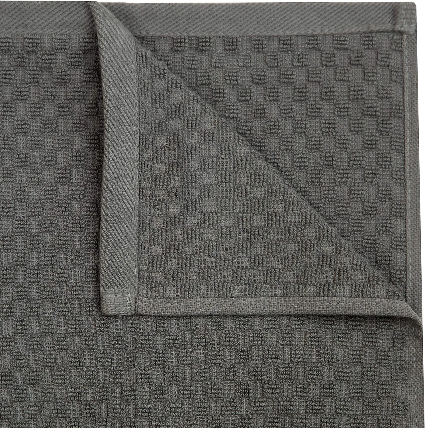 COTTON CRAFT Amazing Kitchen Towels - Set of 12 Terry Towel - 100% Cotton Euro Café Waffle Weave Dish Towel Set - Soft Absorbent Quick Dry Low Lint Reusable Pantry Bar Cleaning Cloth -16x28 - Charcoal