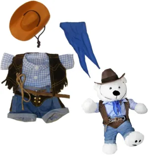 Cowboy Outfit for 6-10 Inch Stuffed Animals – Brown Cowboy Hat & Western Clothes for Build Bears, Plush Toy Dress-Up Accessories