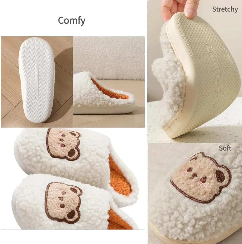 Cozy Bear Slippers Comfy Autumn Winter Slippers, Fuzzy Plush Winter Indoor Outdoor Cartoon