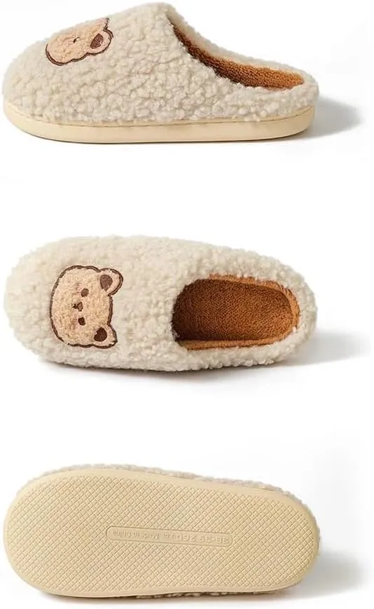 Cozy Bear Slippers Comfy Autumn Winter Slippers, Fuzzy Plush Winter Indoor Outdoor Cartoon