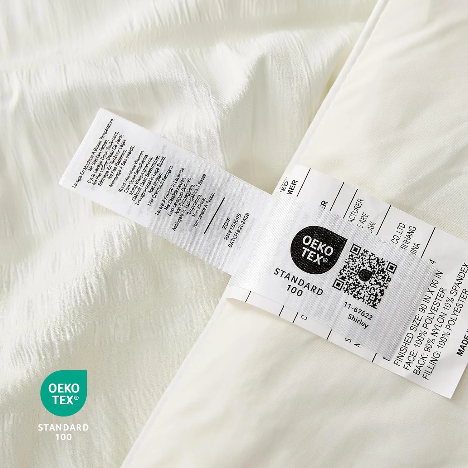 Cozy Bliss Seersucker Cooling Comforter King Size, Q-Max 0.4 Reversible Lightweight Cooling Blanket, Breathable Silk Smooth Summer Bedding Quilt for Hot Sleepers Night Sweats Cream White