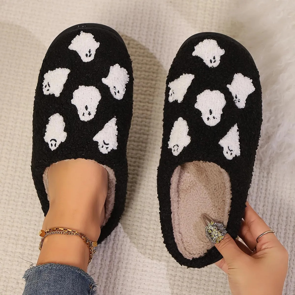 Cozy Furry Slippers for Women & Men, Bear Paw, Halloween, Christmas Designs, Warm Indoor Non-Slip Winter House Shoes