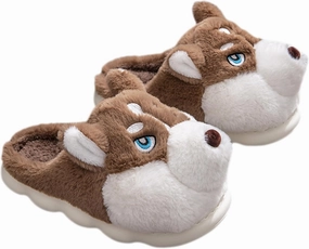 Cozy Husky Plush Winter Slippers for Men and Women – Soft Plush, Non-Slip Sole, Indoor Warm Slippers