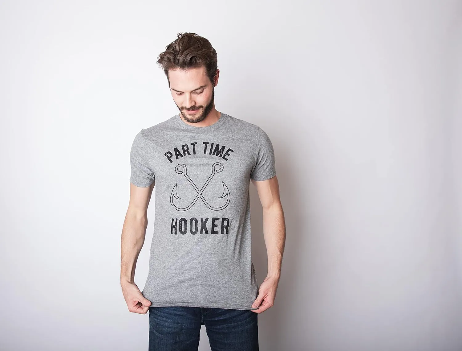Crazy Dog Mens T Shirt Funny Fishing Joke Tees Novelty Fisherman Shirts