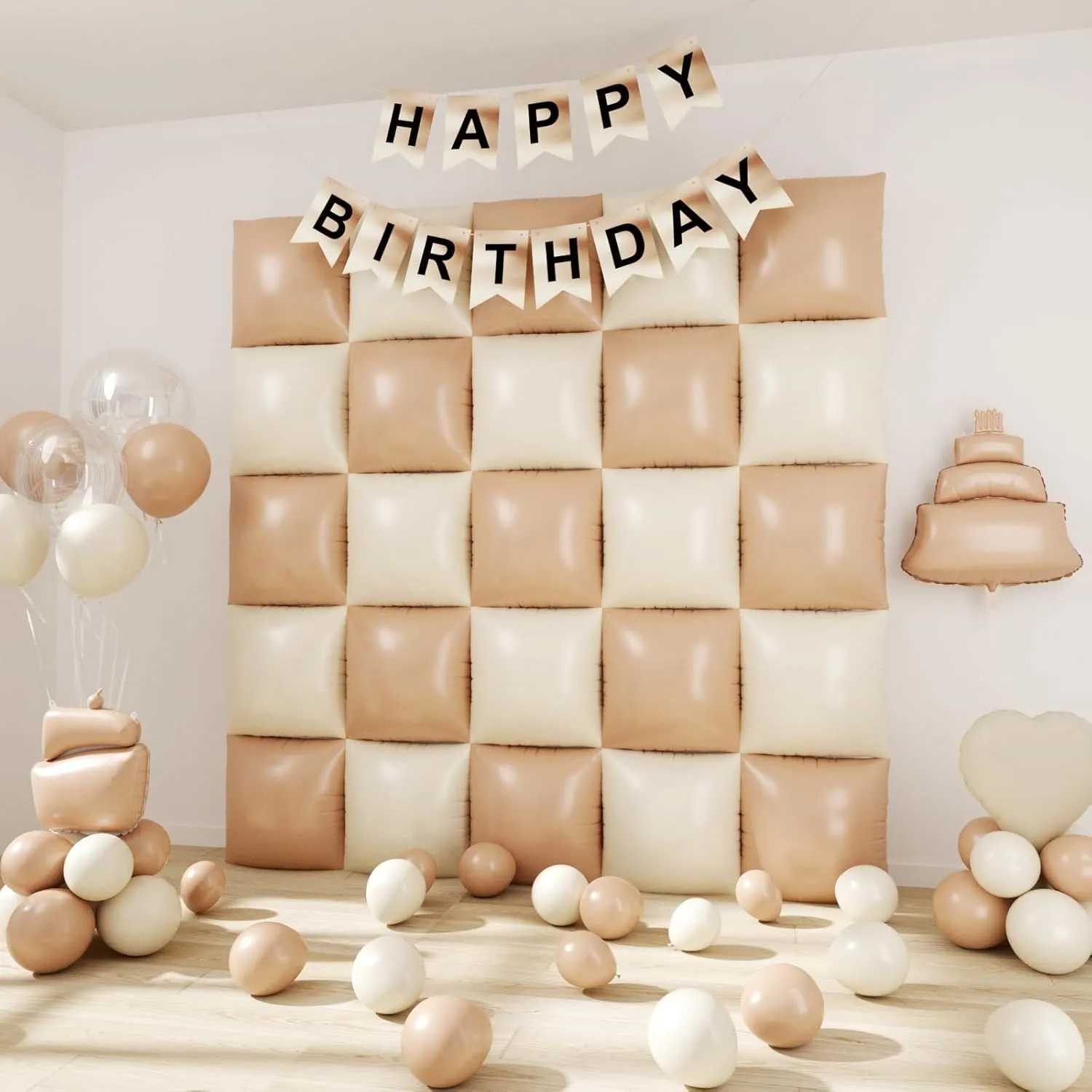 Cream Balloons Wall Tunnel Backdrop Double Sided Khaki Apricot Balloon Arch Garland Kit For Baby Shower Wedding Boho Birthday Party Decoration