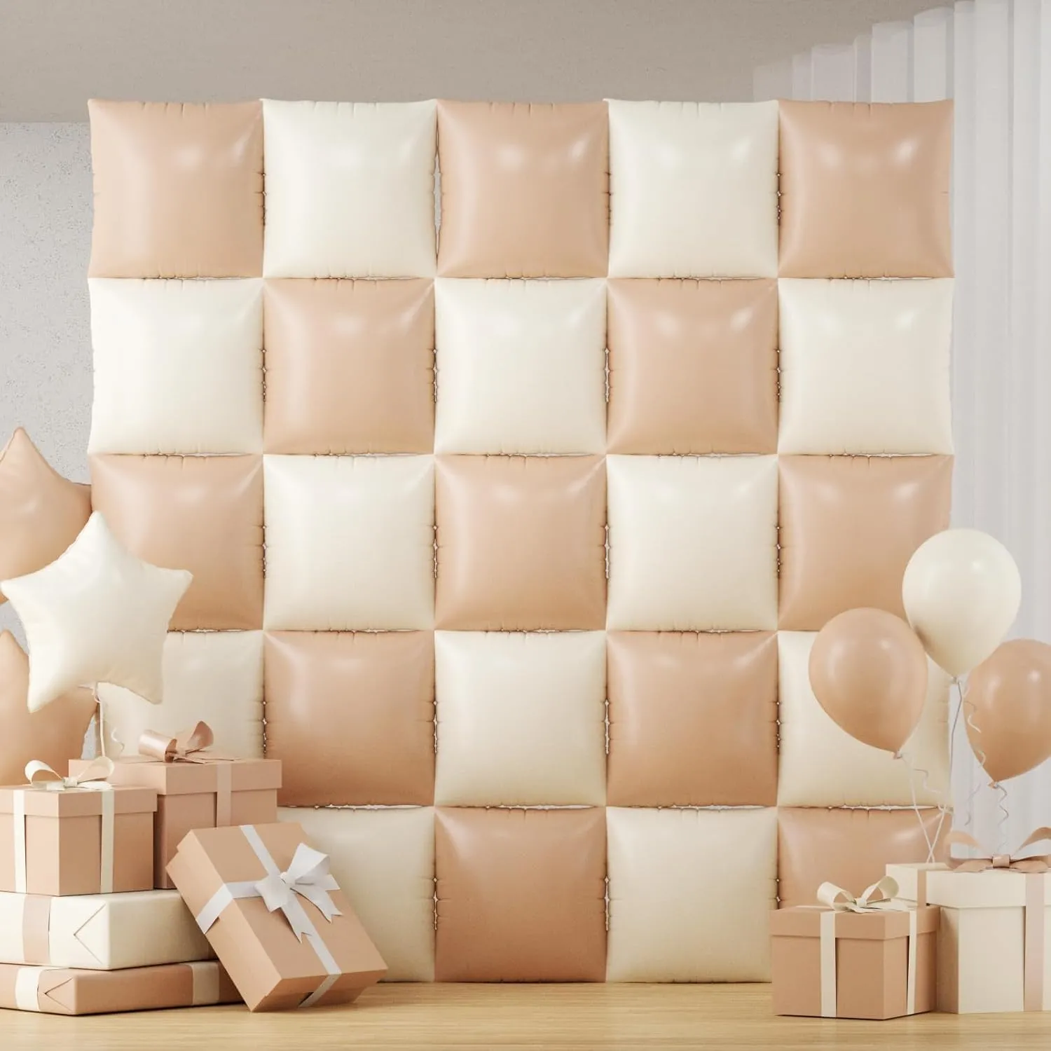 Cream Balloons Wall Tunnel Backdrop Double Sided Khaki Apricot Balloon Arch Garland Kit For Baby Shower Wedding Boho Birthday Party Decoration
