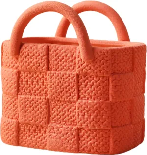 Creative Ceramic Vase, Modern Handbag Shaped Flower Vase, Morandi Tote Bag Art Vase Ceramic Floral Vase for Wedding Centerpieces Flower Arrangement Home Decor (Red)