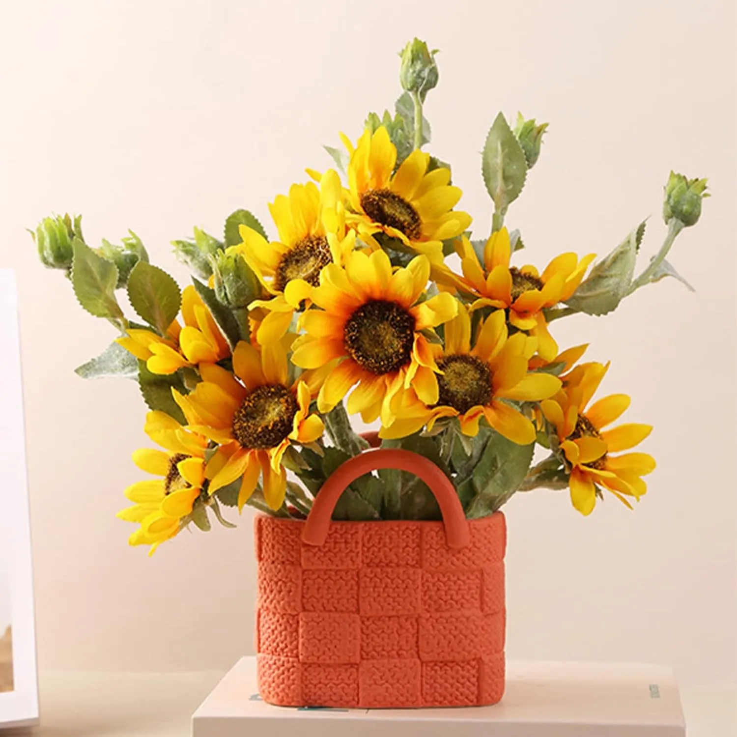 Creative Ceramic Vase, Modern Handbag Shaped Flower Vase, Morandi Tote Bag Art Vase Ceramic Floral Vase for Wedding Centerpieces Flower Arrangement Home Decor (Red)