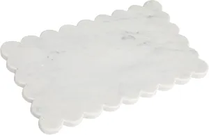 Creative Co-Op Marble Cheese Board with Scalloped Edge, White