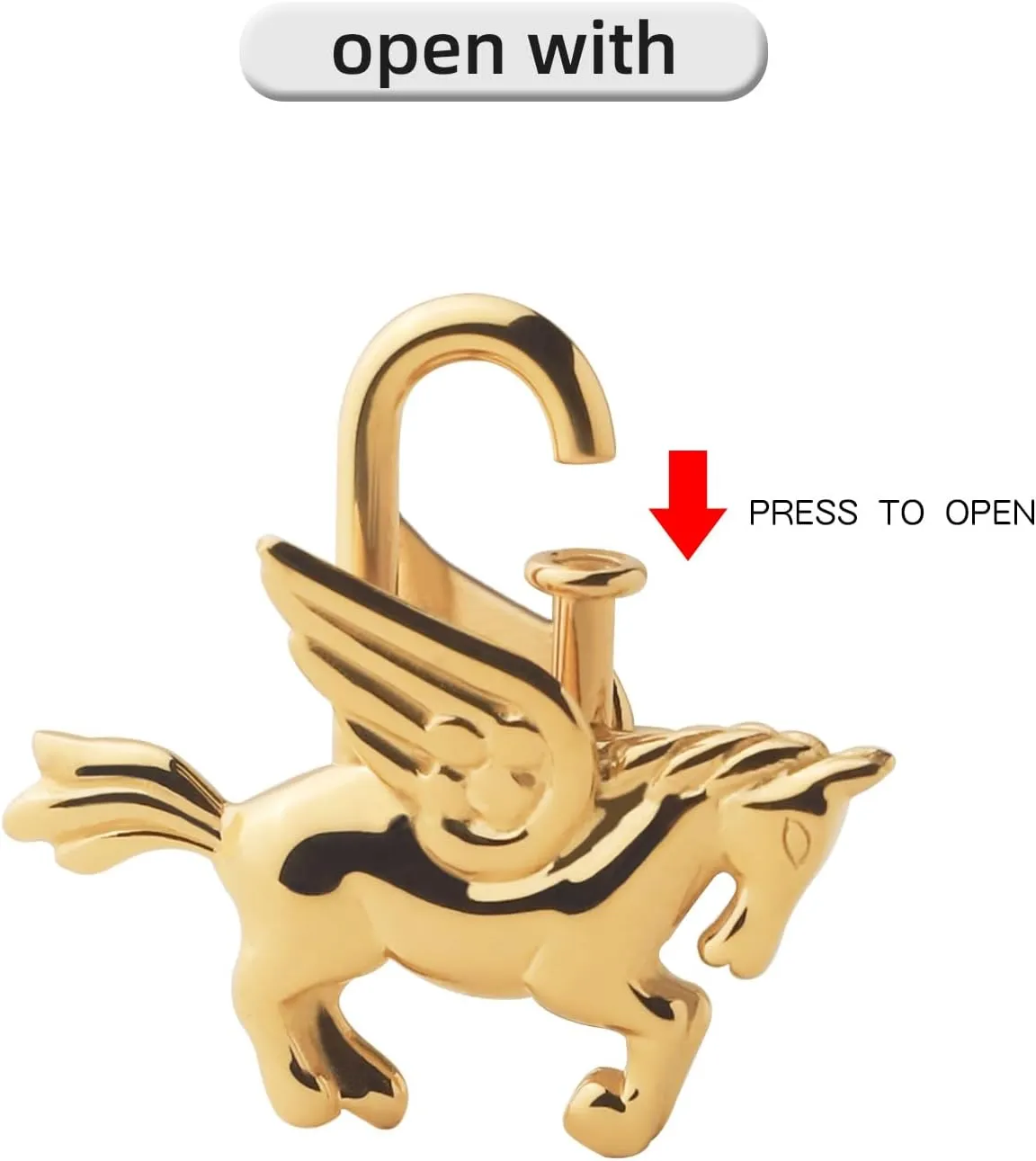 Creative Cute Lovely metal Pegasus Pendant Keychain Gift-For Handbag, Purse,Backpack,Car Keys golden and silvery
