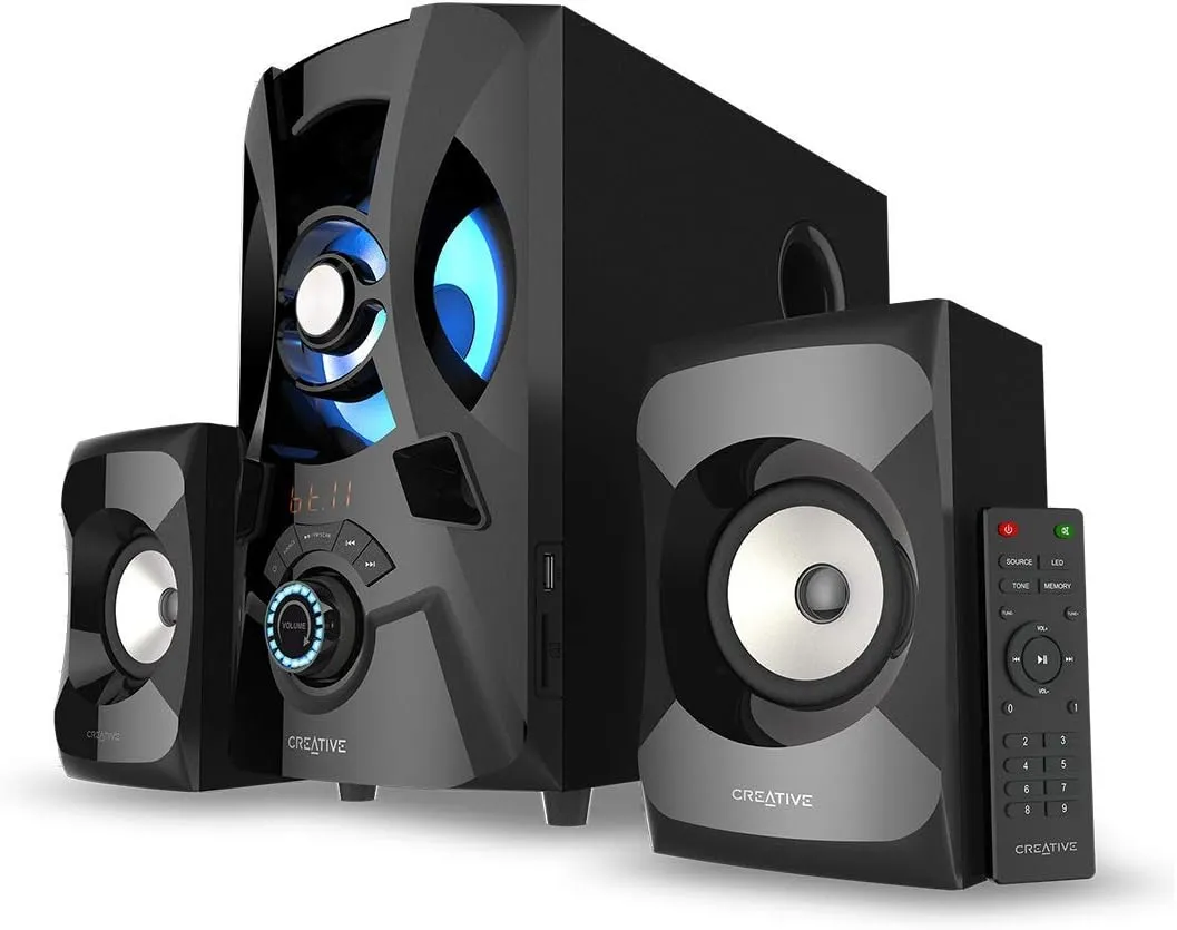 Creative SBS E2900, 2.1 Powerful Speaker System with Far-Field Drivers, Front-Firing Subwoofer for Great Bass with 60W RMS and up to 120W Peak Power (Renewed)