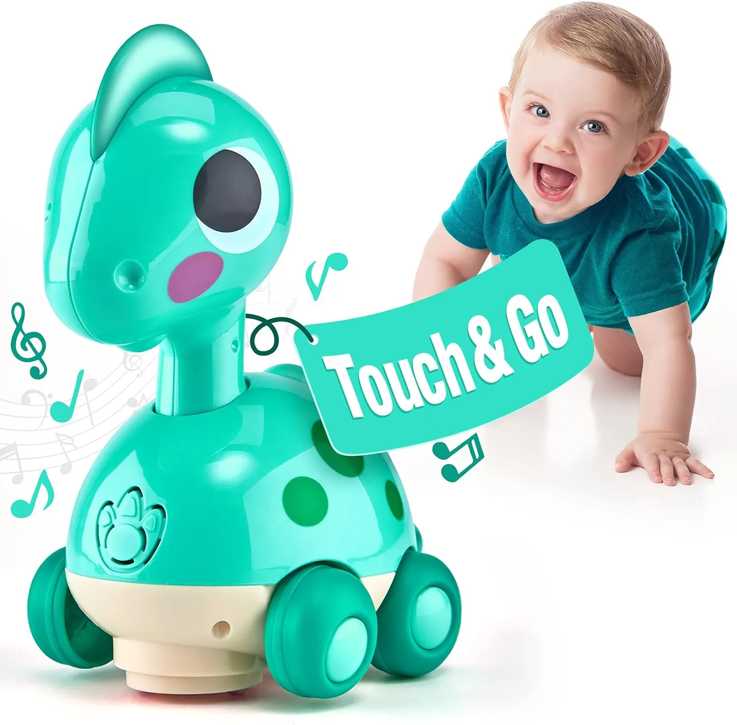 CubicFun Baby Toys 12-18 Months - Touch & Go Musical Light Tummy Time Infant Baby Crawling Toys 12 Months, Toddler Toy for 1 Year Old Boy Gift Babies Girl Birthday Gift