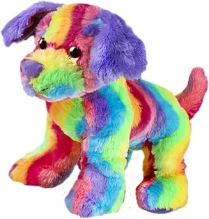 Cuddly Soft 16 inch Stuffed Rainbow Stripe Dog...We Stuff 'em...You Love 'em!
