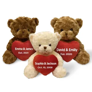 Custom Teddy Bear Stuffed Animal with Love Heart, Cute Plush Bear Personalized Name Text Date, Mothers Day Graduation Birthday Valentine Gifts for Girlfriend Boyfriend