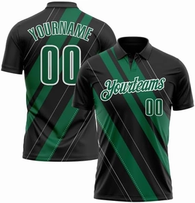 Customize Name,Custom Jersey, Polo Sport, Black Bay Orange-Neon Green 3D Bowling Geometric Shape Polo