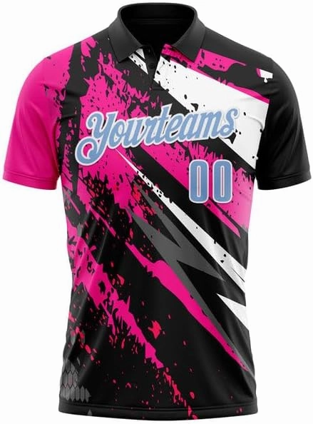 Customize Name,Custom Jersey, Polo Sport, Black Bay Orange-Neon Green 3D Bowling Geometric Shape Polo