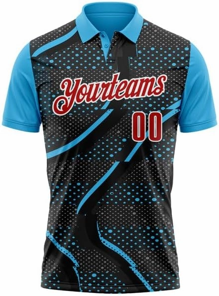 Customize Name,Custom Jersey, Polo Sport, Black Bay Orange-Neon Green 3D Bowling Geometric Shape Polo
