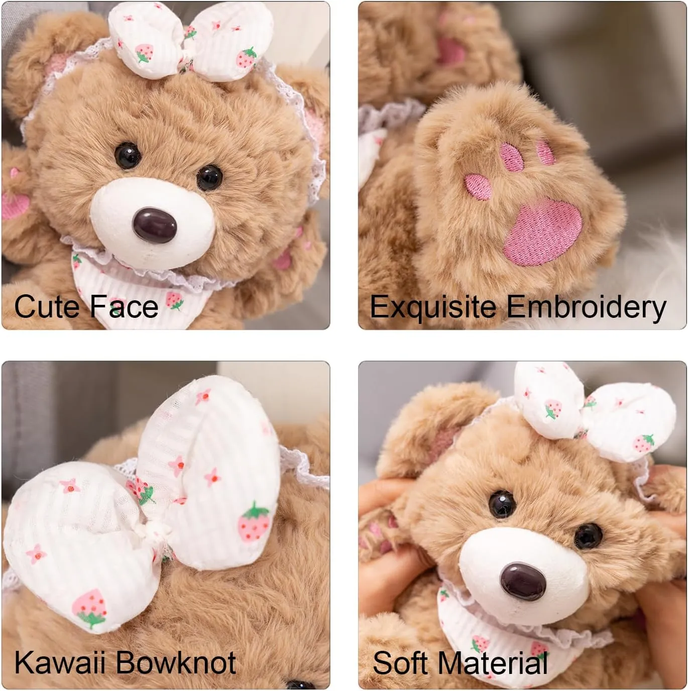 Cute Bear Plush Toy, Kawaii Stuffed Bears Plush with Bowknots, Cute Plush Teddy Bear, Stuffed Teddy Bears Plush for Kids Boys Girls Birthday Gift Ideas