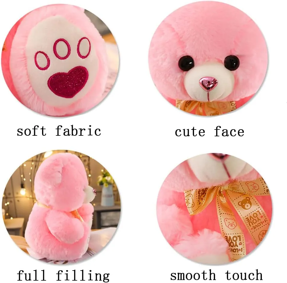 Cute Colorful Ribbon Bear Plush Toy Doll Teddy Bear rag Doll Valentine's Day Gift (Blue, Large (24.8"))