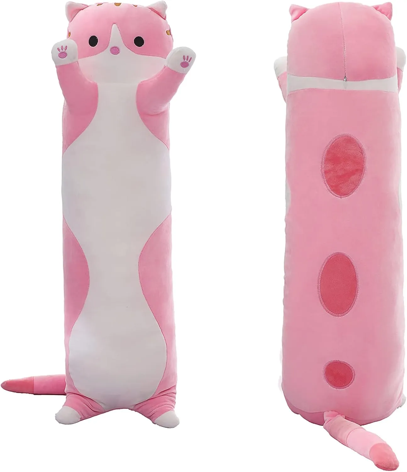 Cute Long Cute Cat Body Pillow Cat Stuffed Animals Plushies Girls Boys Plush Pet Kawaii Stuff Plushie Funny Pillows Kids Plushy Toy(Pink, 27.5Inch)