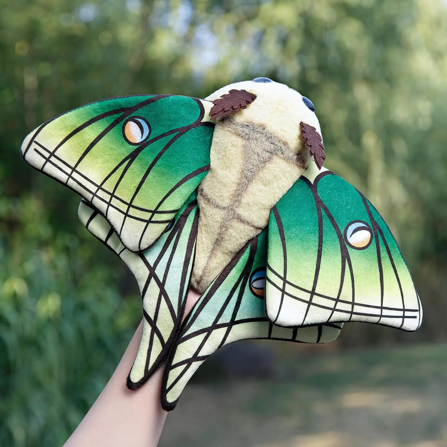 Cute Luna Moth Plush Toy, Moon Moth Stuffed Animals 11in, Handmade Big Mothman Insect Plushie Model Toy, Unique Plush Gift Collection for Kids