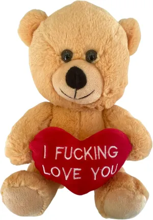 Cute Teddy Bear – I Effing Love You Teddy Bear for Girlfriend and Boyfriend – Hilarious Valentine’s Day Teddy Bear for Him and Her – 10-inch Tall Funny Stuffed Bear with Bold Message