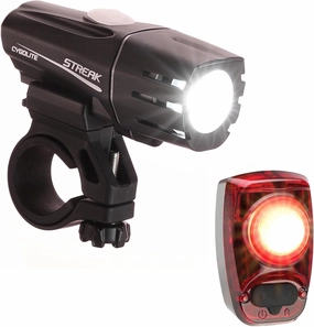 Cygolite Streak 600 Lumen Headlight and Hotshot 120 Lumen Taillight Bicycle Light Combo Set – 7 Night & Daytime Modes – Compact Design – Water Resistant – USB-C Rechargeable – Great for Busy Roads