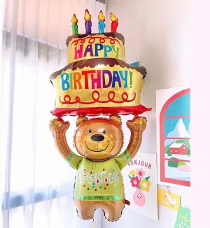 D-Fokes Oversized Teddy Bear Cake Design Birthday Party Backdrop Decoration Premium Packaged Aluminum Film Material Inflatable Toy