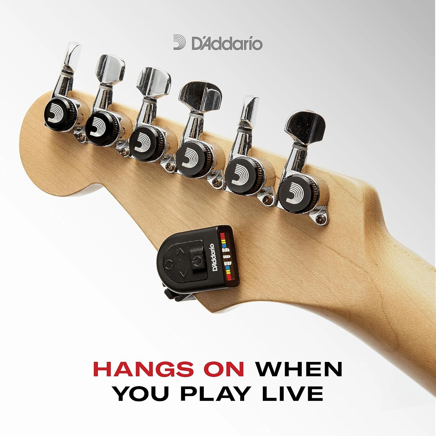 D'Addario Guitar Tuner - Micro Headstock Tuner - Tuner for Acoustic Guitar, Electric Guitar, Bass Guitar, Mandolin, Banjo, Ukelele - Compact & Discrete - Clip On - 1 Pack