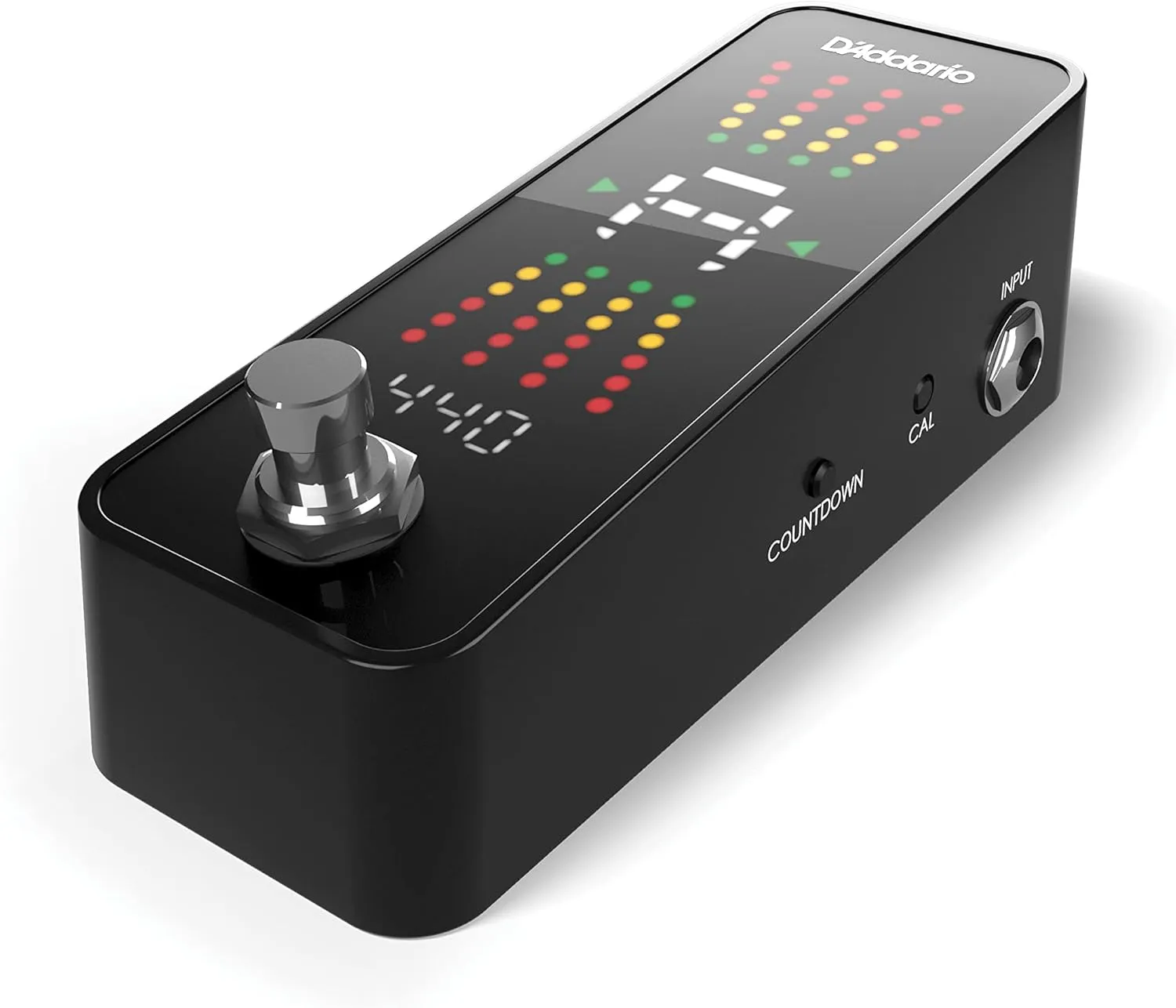 D'Addario Accessories Guitar Tuner Pedal Plus - Chromatic Tuner for Electric Guitars, Bass Guitars and More - Fast and Accurate with True Bypass - Full Color Display with Programmable Countdown Timer